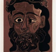 Homme barbu couronné de feuilles de vigne