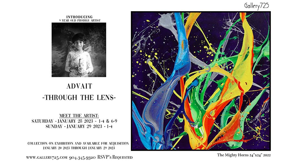 Press Release: 9-Year-Old Prodigy Artist Advait to appear Live: Advait: Through the Lens Exhibition Announces its’ North American Tour: Exhibition to Premiere in Jacksonville